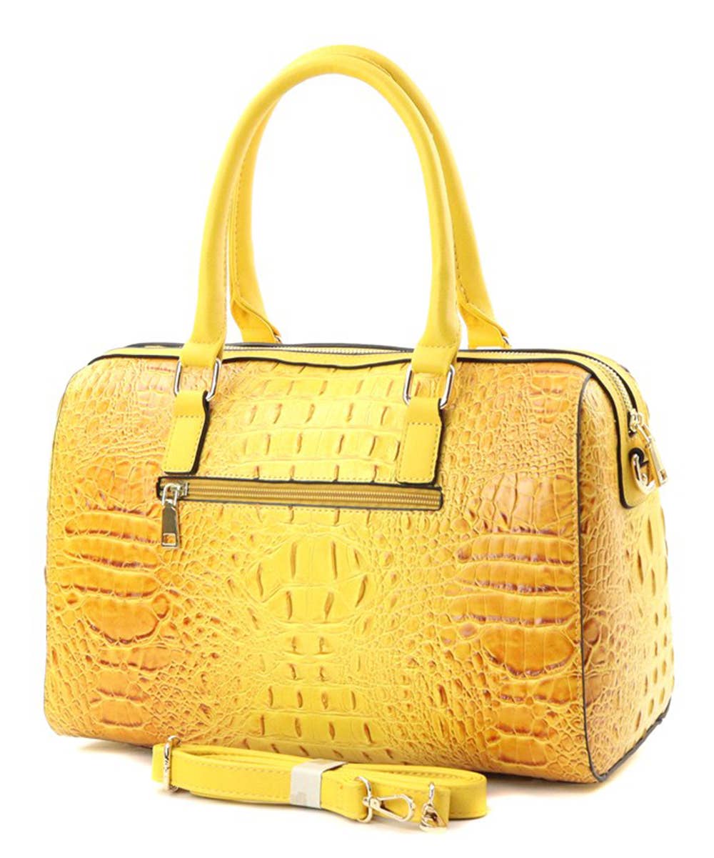 Faux Leather Croc Striped Bumblebee Handbag Wallet CYS-8369S