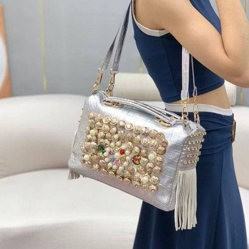 EVERY FASHION Crocodile Embossed Barrel Bag