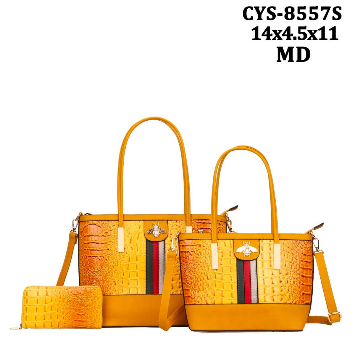  
3-in-1 Crocodile Tote Bags with Wallet Set