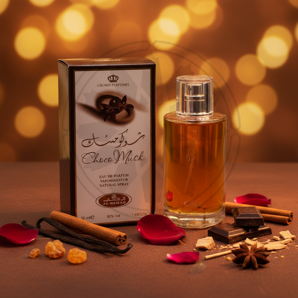 Choco Musk Eau de Parfum by ALREHAB PERFUMES is a Aromatic fragrance for women and men. Choco Musk Eau de Parfum was launched in 2023. The fragrance features Vanilla, Chocolate, Musk, Spices, Amber, Cinnamon, Sandal, Oriental Woodsy notes and Rose.