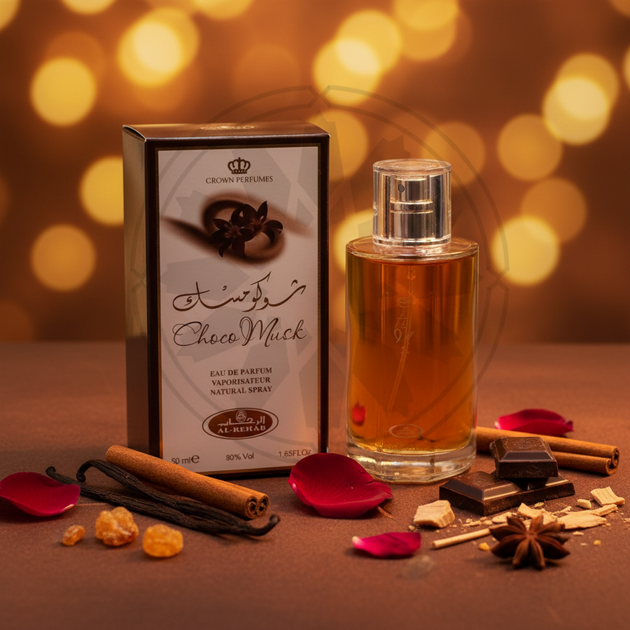 Choco Musk Eau de Parfum by ALREHAB PERFUMES is a Aromatic fragrance for women and men. Choco Musk Eau de Parfum was launched in 2023. The fragrance features Vanilla, Chocolate, Musk, Spices, Amber, Cinnamon, Sandal, Oriental Woodsy notes and Rose.